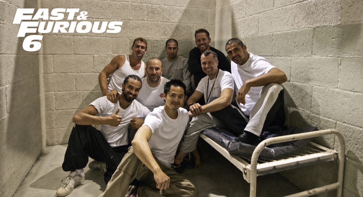 Peter Pedrero with the stunt team during production on Fast & Furious 6 — Fast & Furious 6
