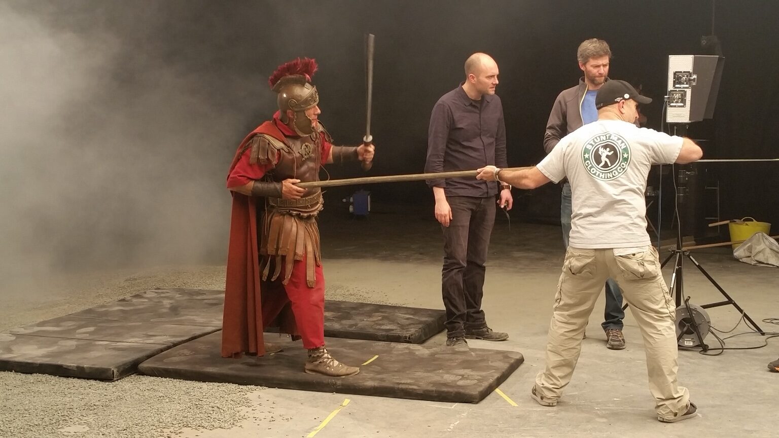 Peter Pedrero overseeing a sword-fight rehearsal on set — Barbarians Rising