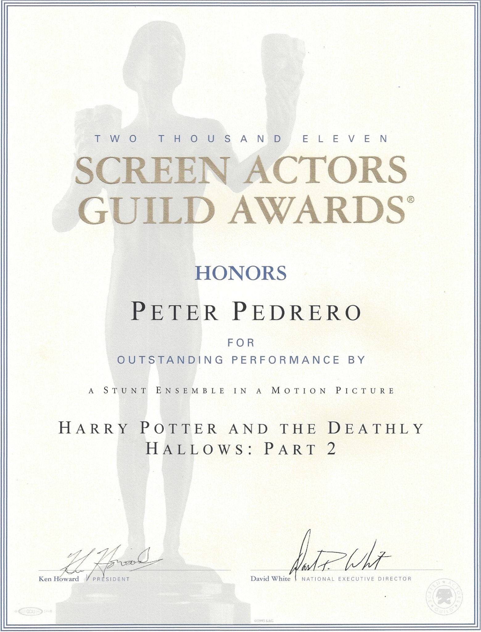 Peter Pedrero’s Harry Potter and the Deathly Hallows: Part 2 certificate