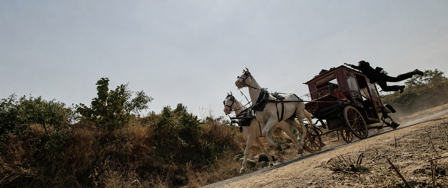 Carriage action on a hillside