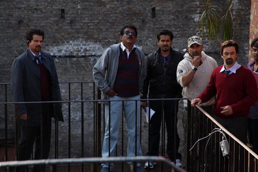 Indian film cast and crew on location