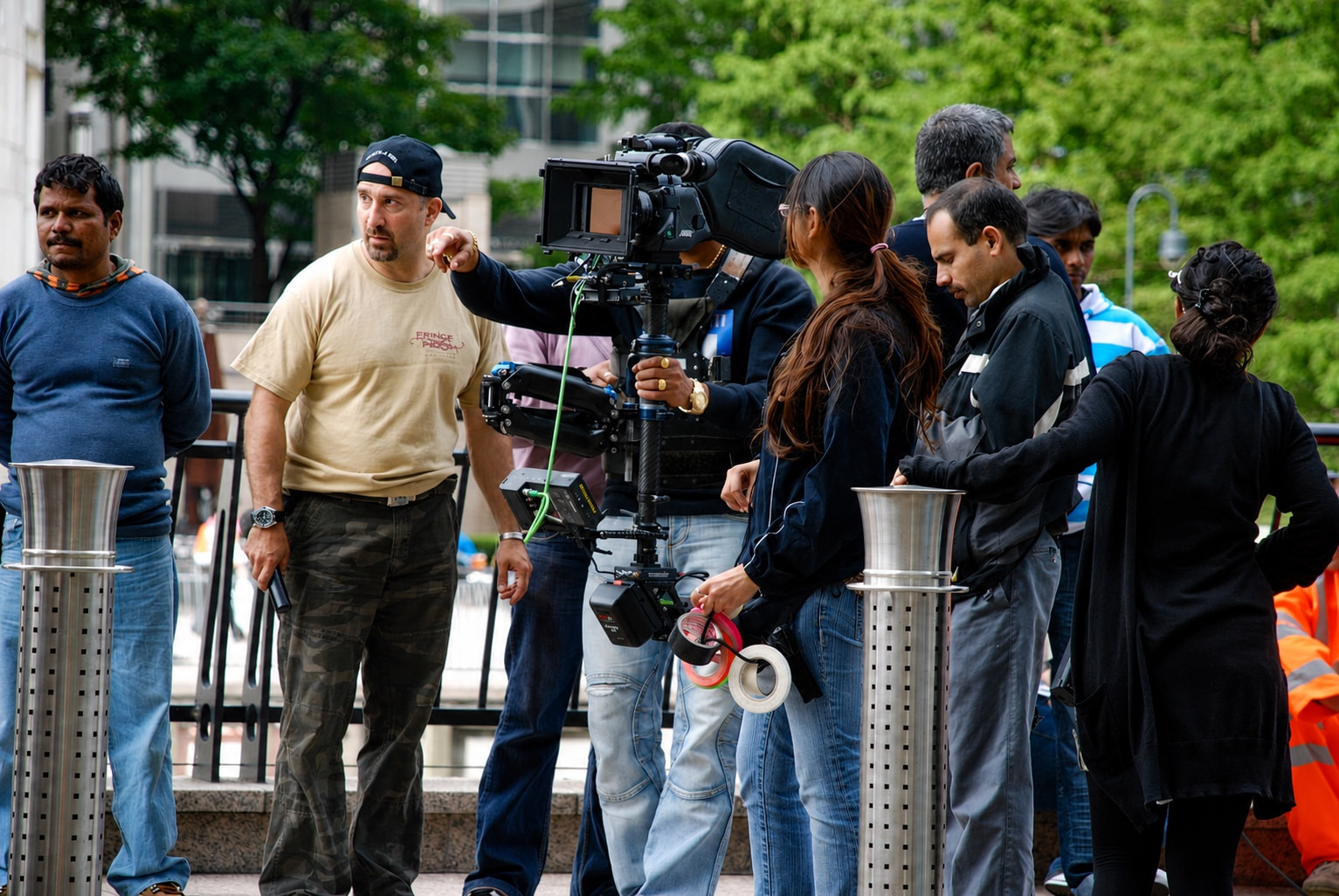 Camera crew on a city location