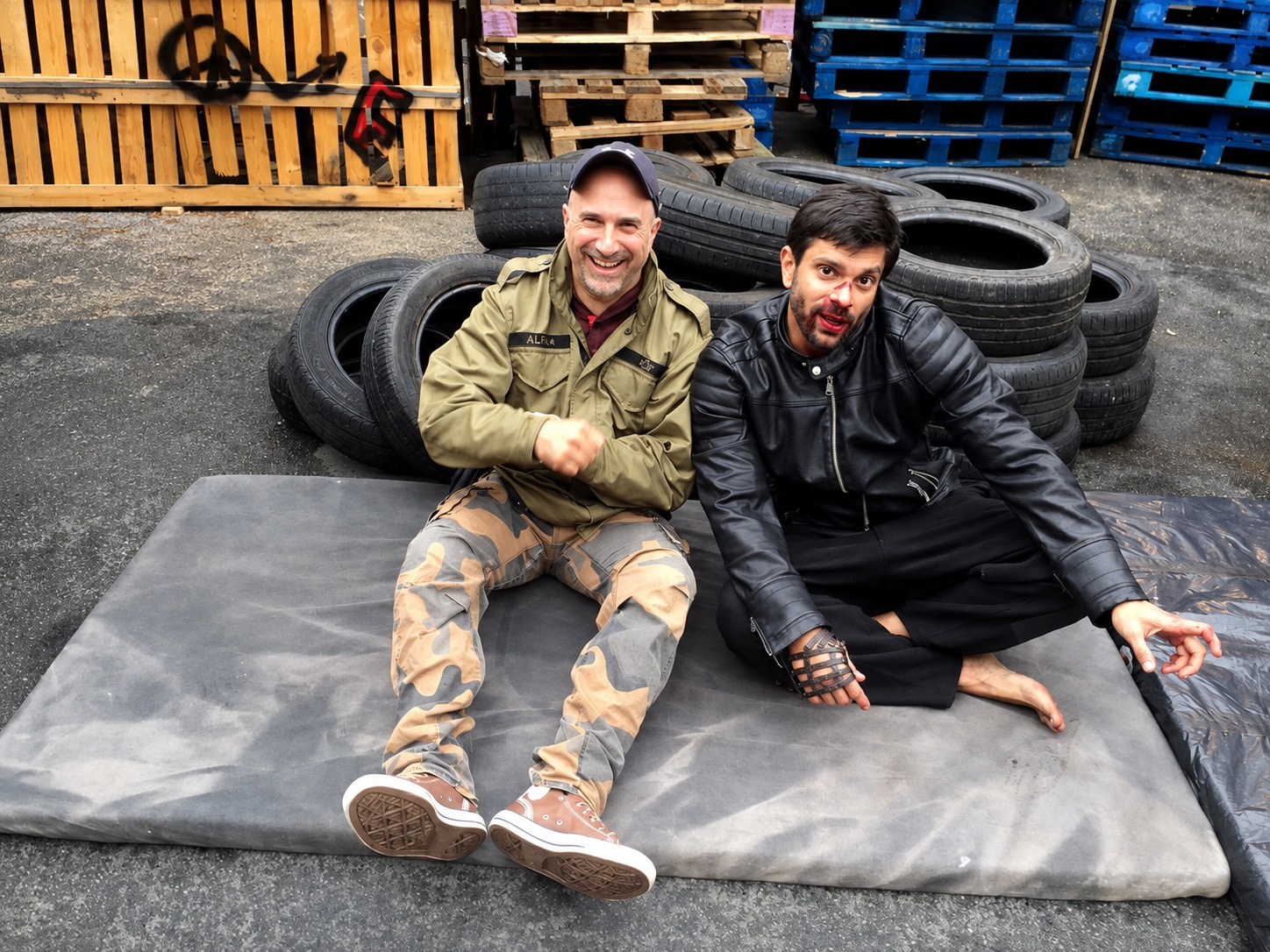 Peter Pedrero with a performer following an action sequence