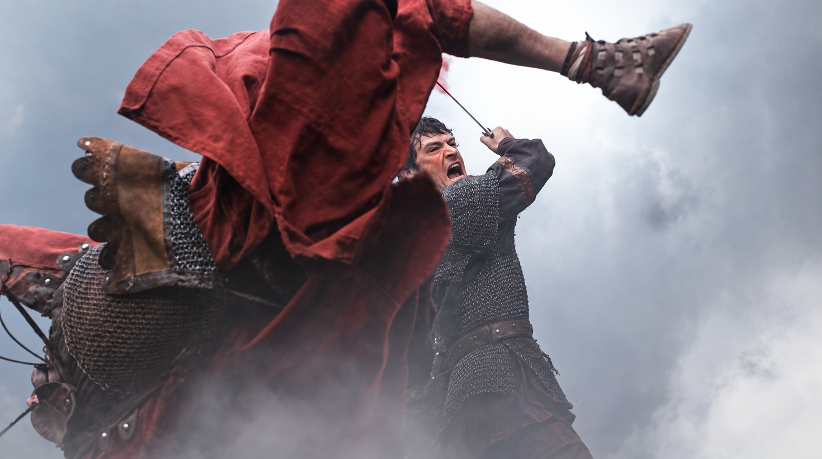 A dramatic airborne action performance — Barbarians Rising