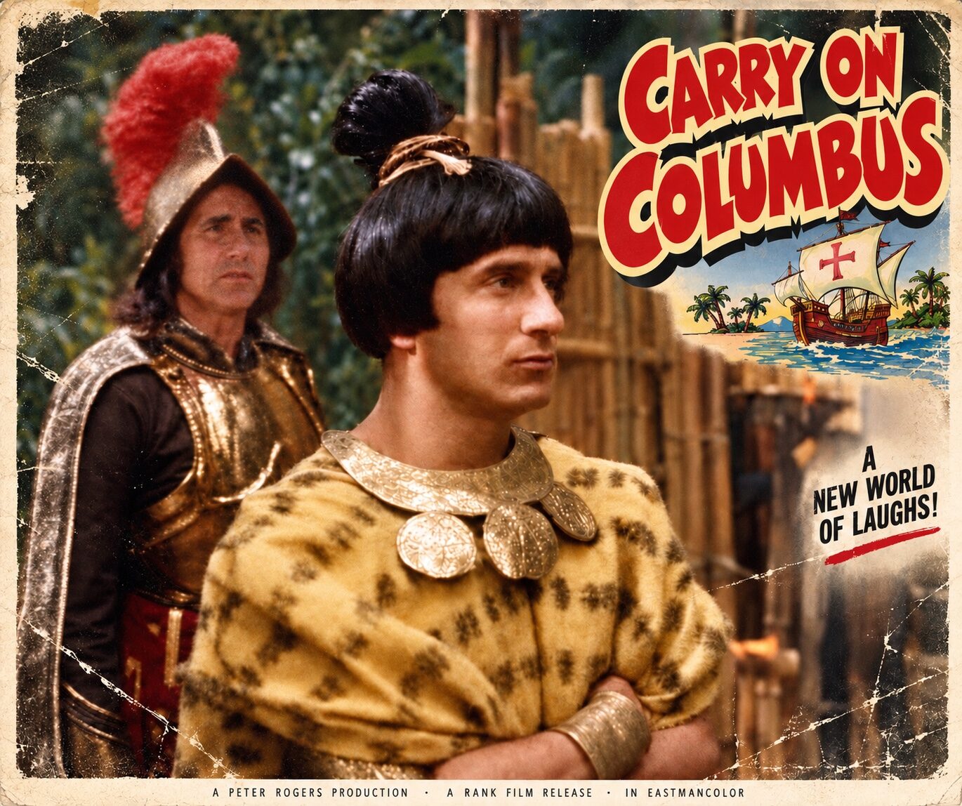 Peter Pedrero during production of Carry On Columbus — Carry On Columbus