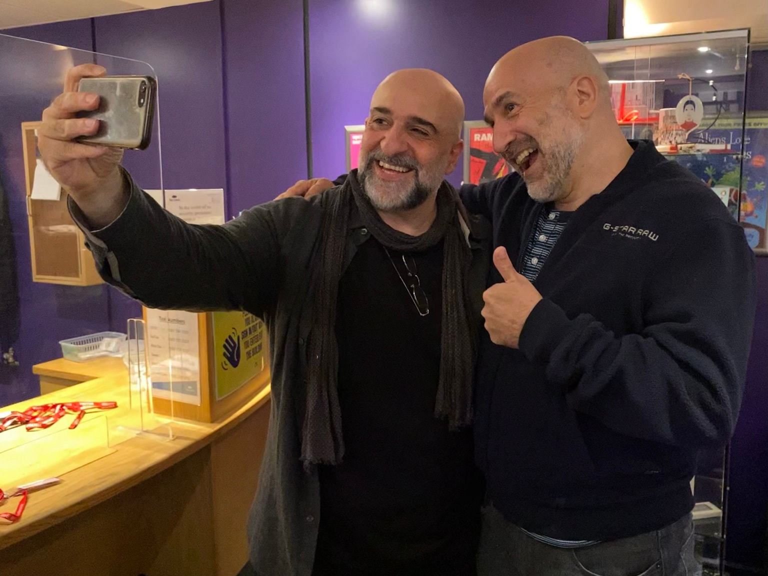 Peter Pedrero with Omid Djalili, just hanging out
