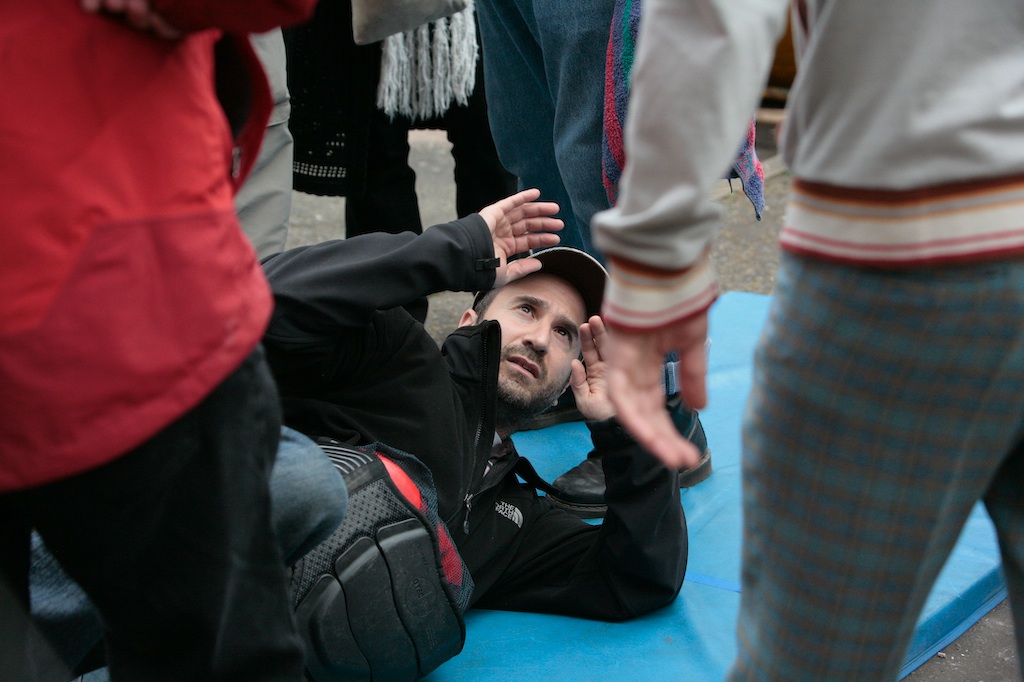 A close-quarters floor stunt rehearsal — Clubbed