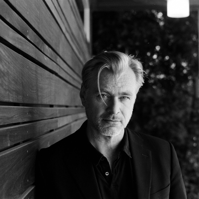Black-and-white photograph of Christopher Nolan