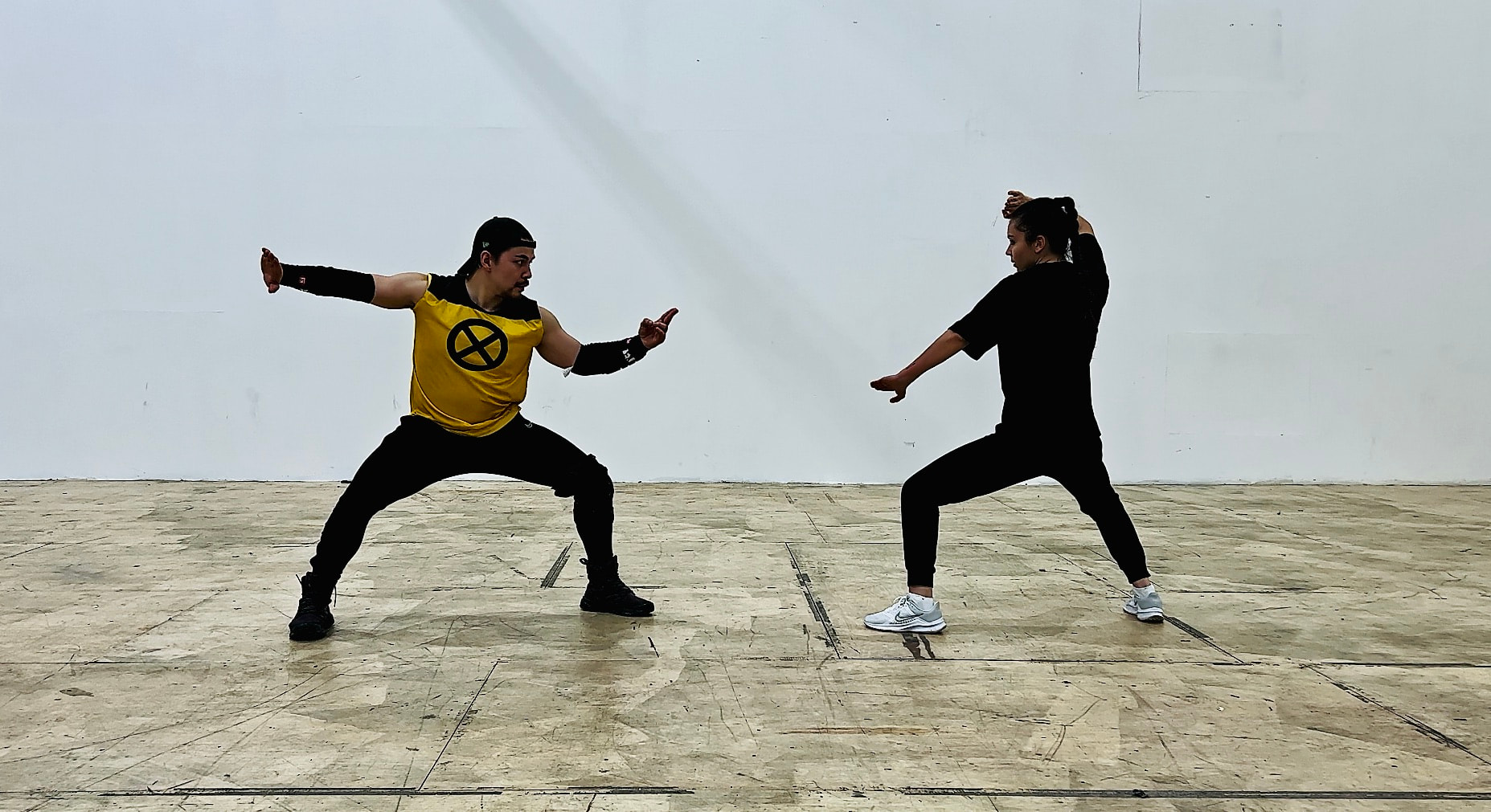 Danger Zone rehearsal — performers rehearsing the fight choreography