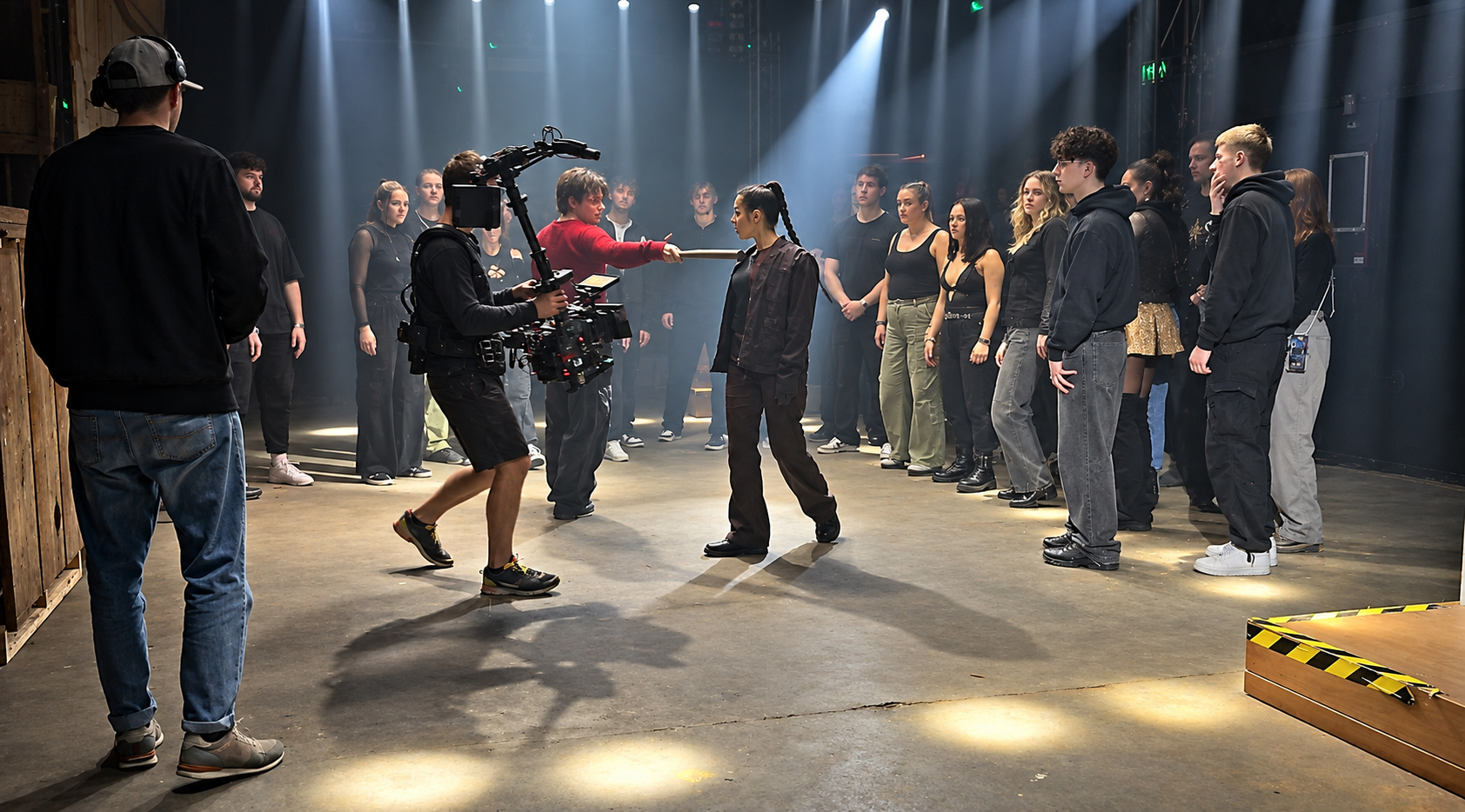 Danger Zone — on set filming the action in the theatre