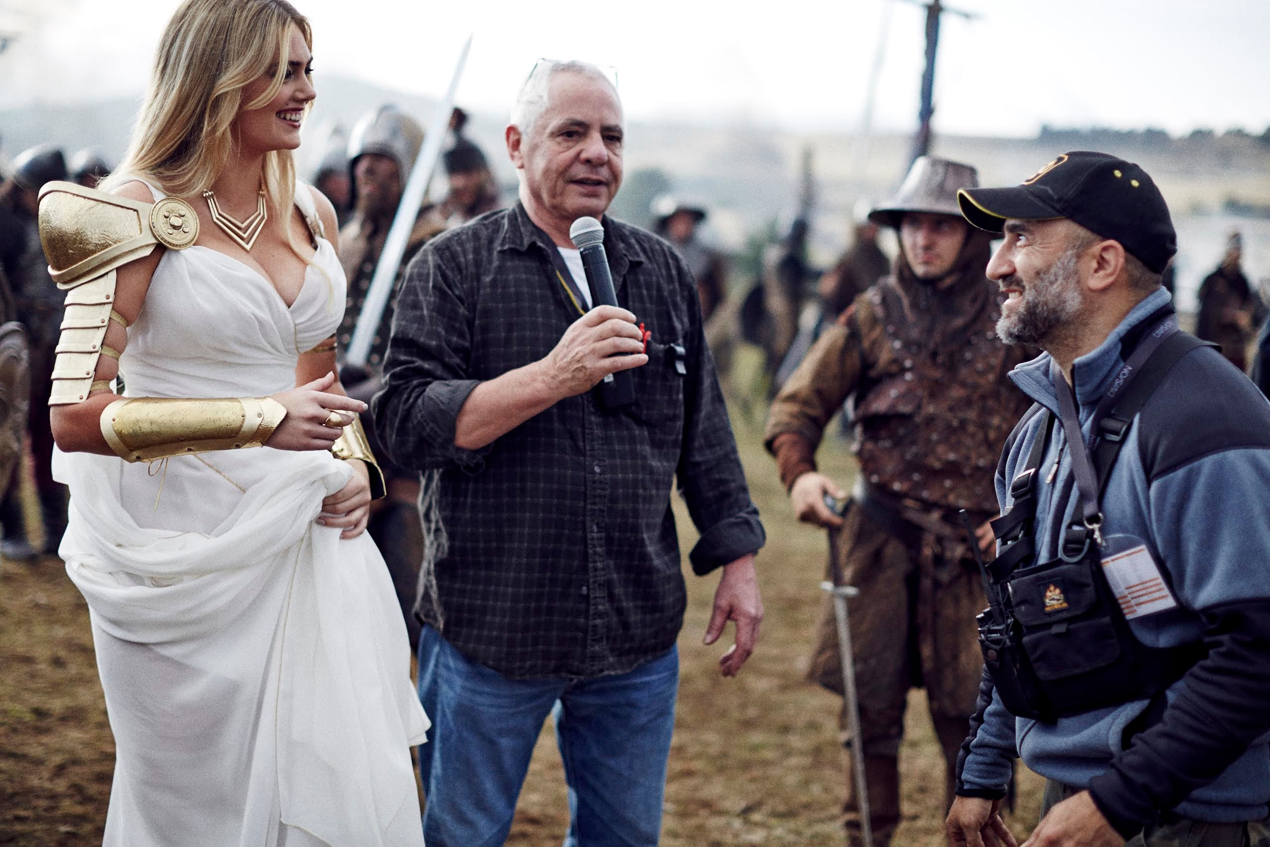 Peter Pedrero on the Game of War set with Kate Upton and the production team