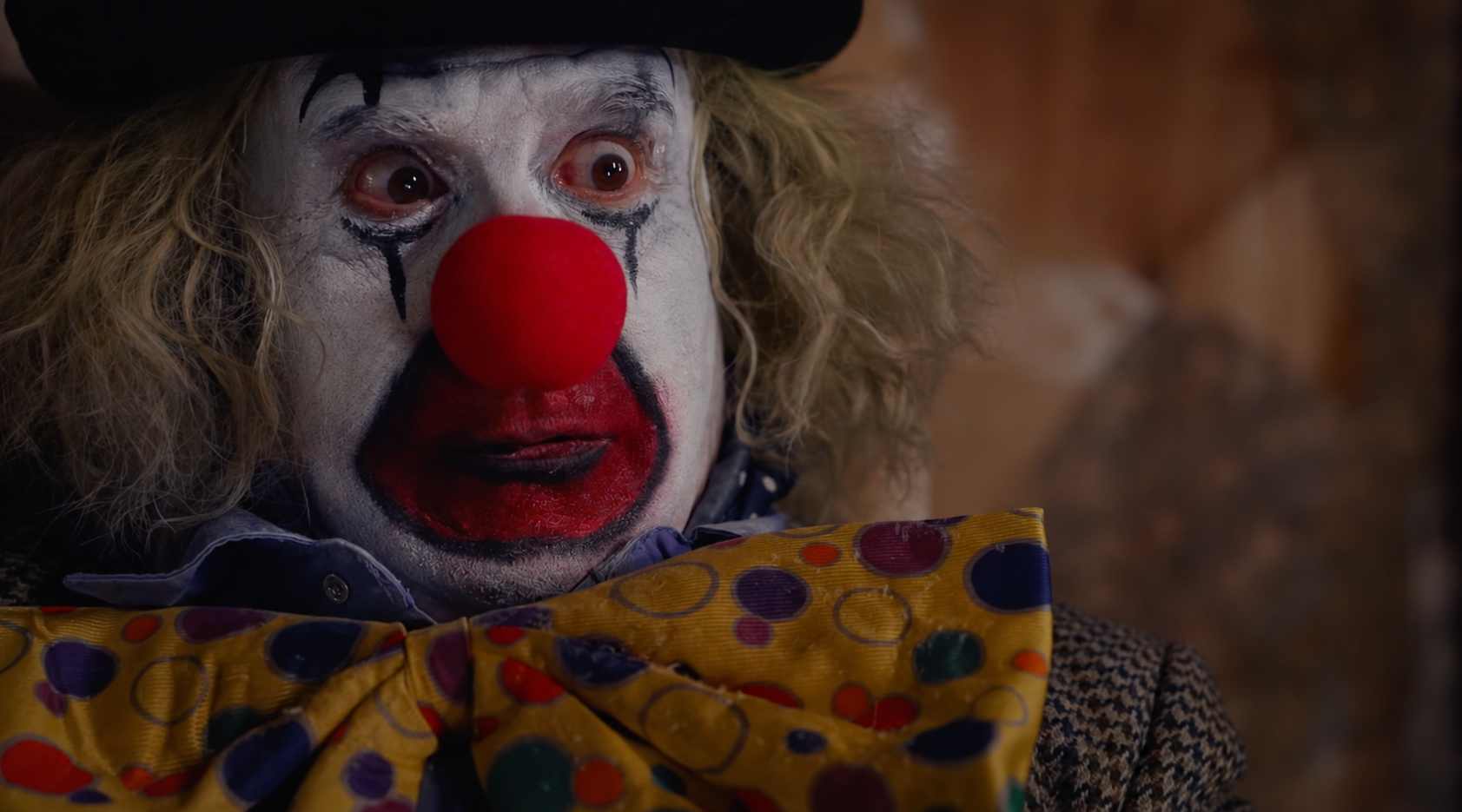Peter Pedrero as the principal clown character in the Chekhov's Guns music video