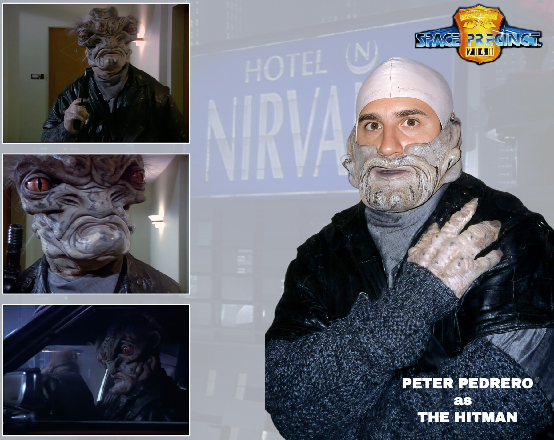 Peter Pedrero as The Hitman in heavy prosthetics for Space Precinct — Space Precinct